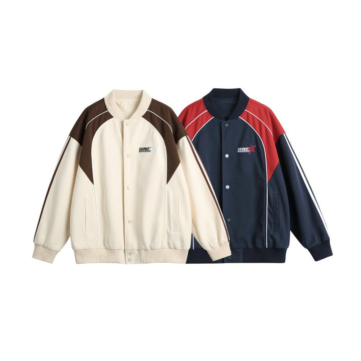Herren Sportliche College-Bomberjacke mit Stehkragen, Raglanärmeln und kontrastierenden Paspeln Echoarchiv