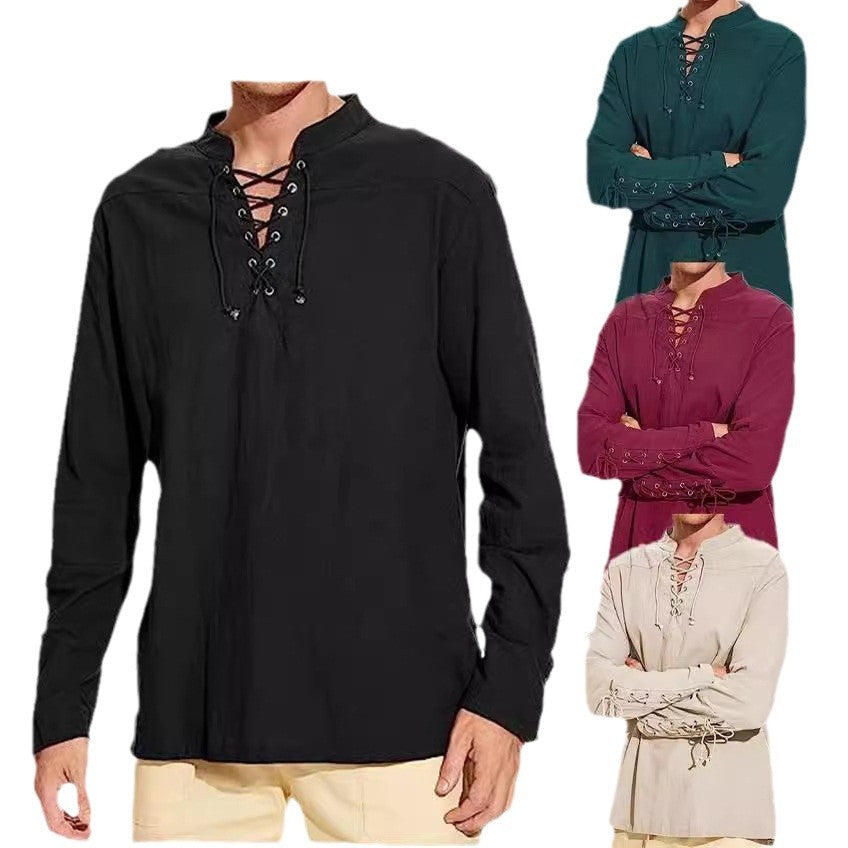 Herren Langarmshirt mit modernem Schnürdesign und lässigem Schnitt Echoarchiv