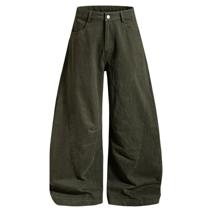 Damen Weite Denim-Palazzo-Hose mit Ballon-Saum und aufgesetzten Logotaschen Echoarchiv