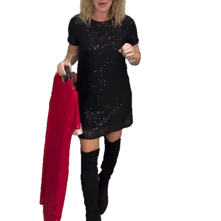 Damen nan funkelndes Shift-Minikleid mit Paillettenbesatz und transparentem Saum Echo Archiv