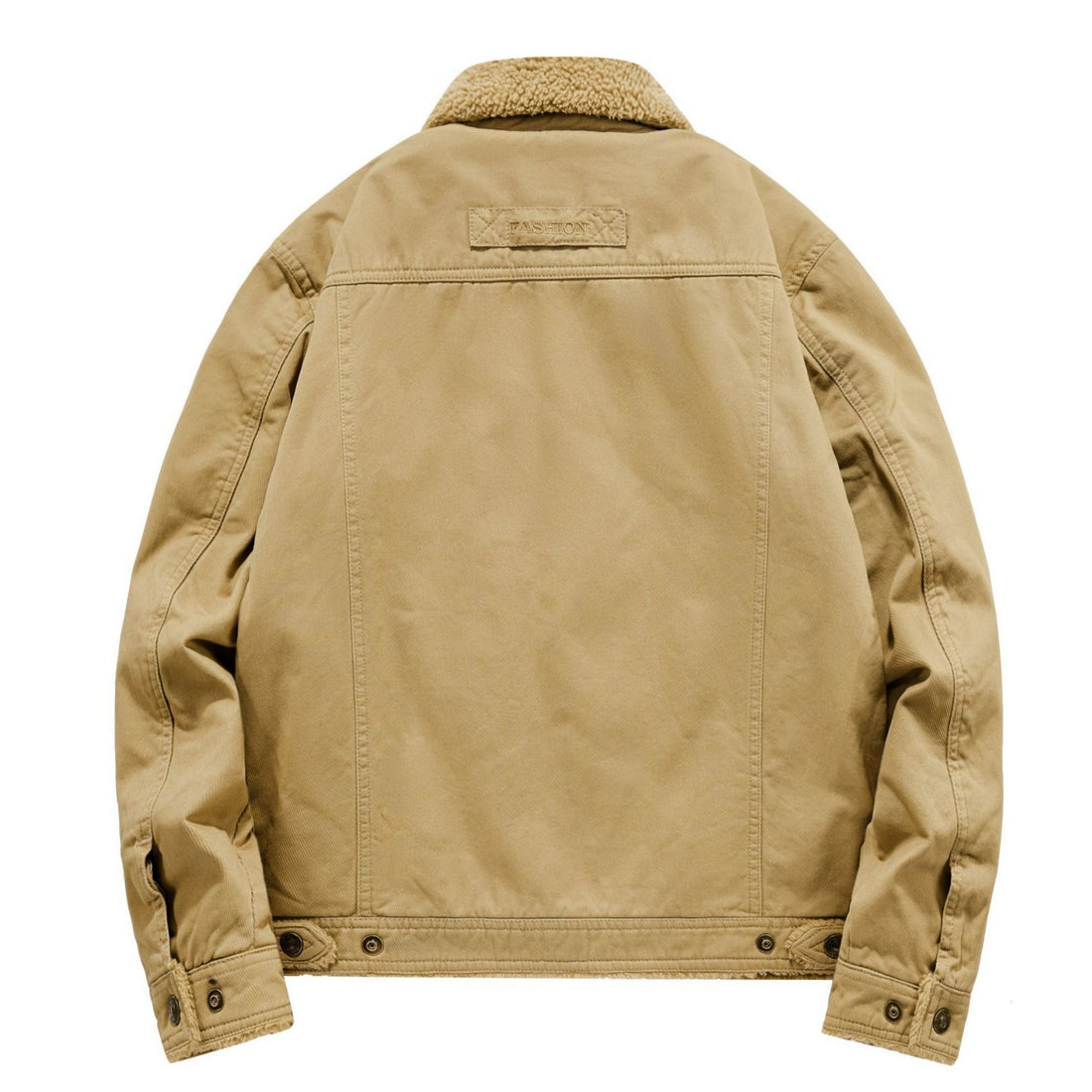 Herren Sherpa-gefütterte Canvas-Fieldjacke mit Hemdkragen und Utility-Taschen – Taviero