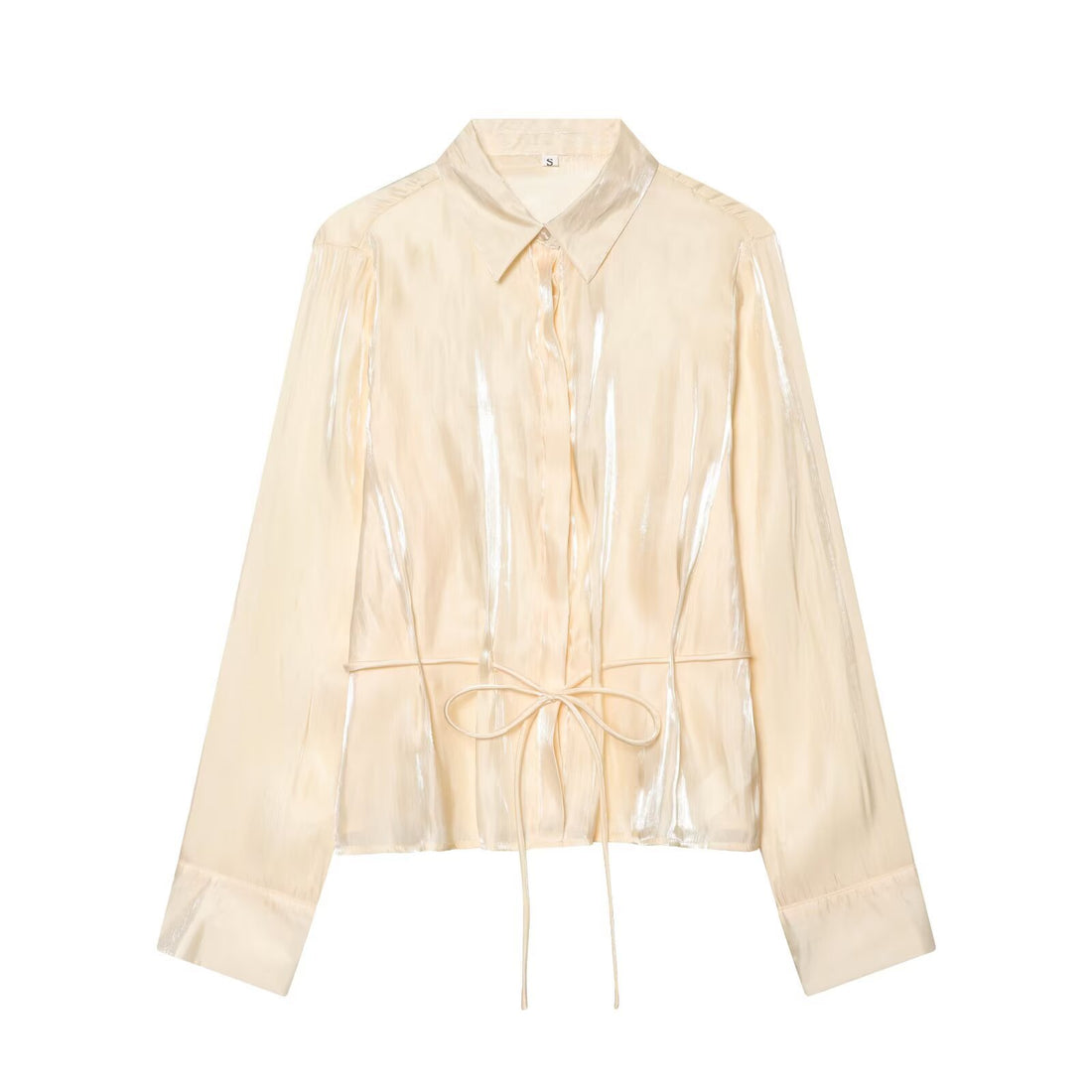 Damen Leichter Satin-Blouson im Crop-Schnitt mit Hemdkragen und Tunnelzug-Detail Echoarchiv