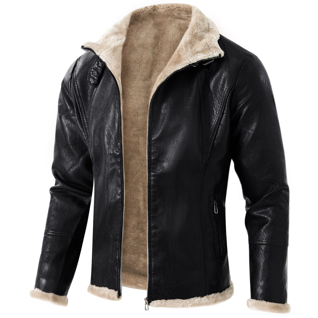 Herren elegante Lederjacke mit Kuschelkragen Echoarchiv