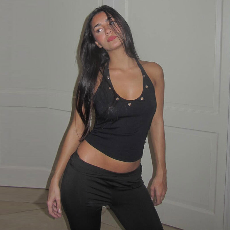 Damen sportliches Top mit modischen Details und tiefem Ausschnitt Echo Archiv