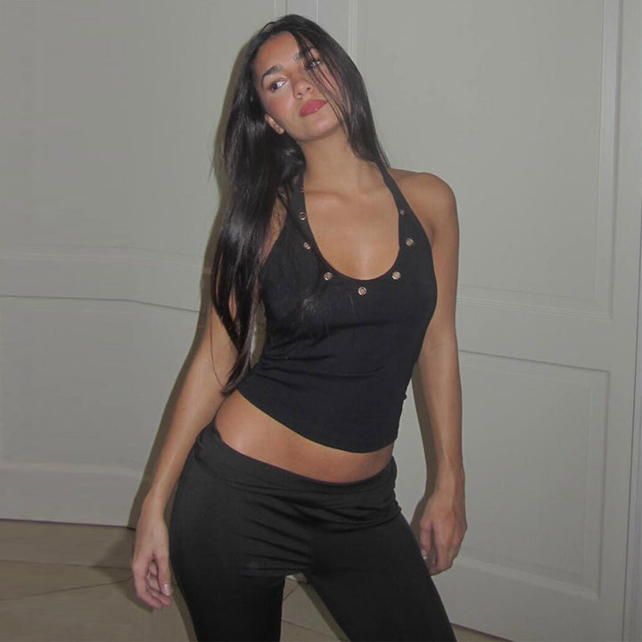 Damen sportliches Top mit modischen Details und tiefem Ausschnitt Echo Archiv