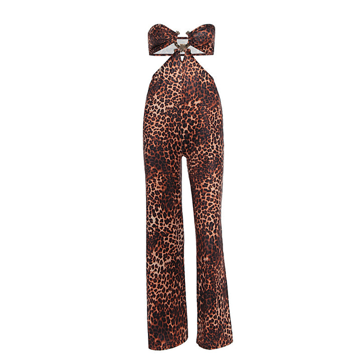 Damen Jumpsuit mit aufregendem Leopardendruck und raffiniertem Rückenausschnitt Echo Archiv
