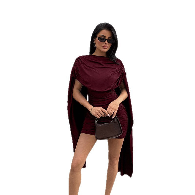 Damen modisches Minikleid mit schickem Überwurf und dezenter Raffung Echo Archiv