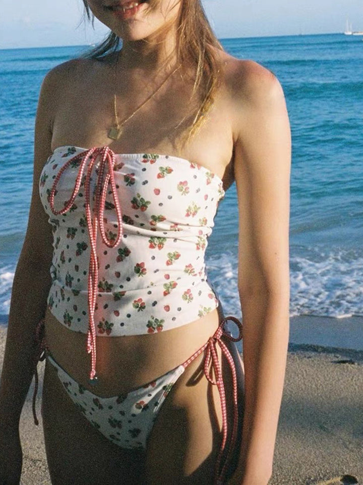 Damen Bandeau-Bikini-Set mit verspieltem Kordeldetail Echo Archiv