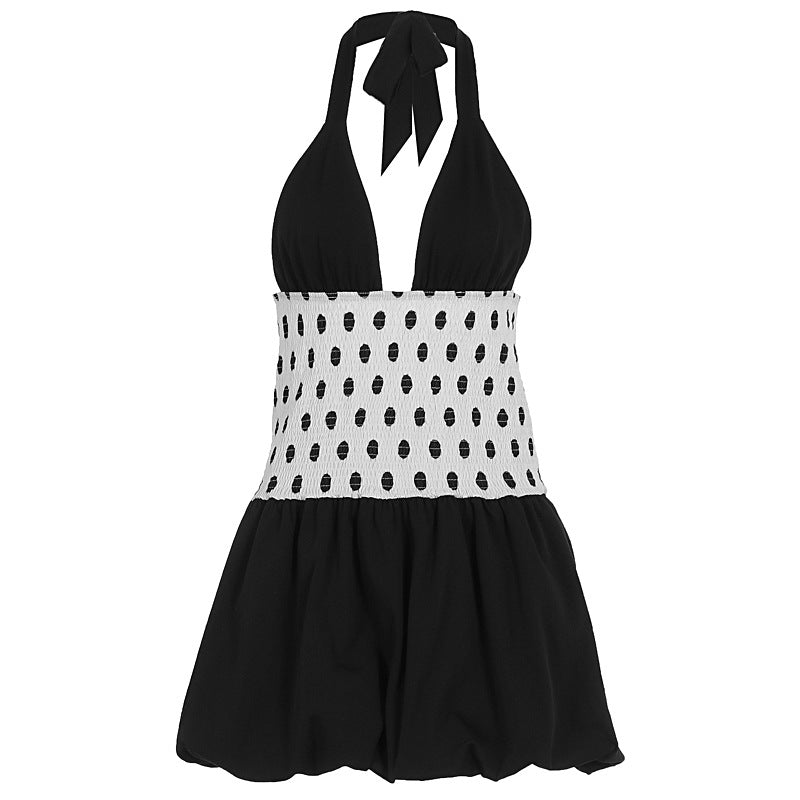 Damen modisches Sommerkleid mit tiefem V-Ausschnitt und luftiger Rockpartie Echo Archiv