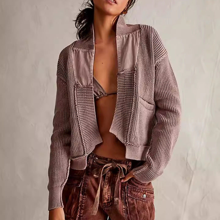 Damen Modische Strickjacke mit großen Taschen – Célinea