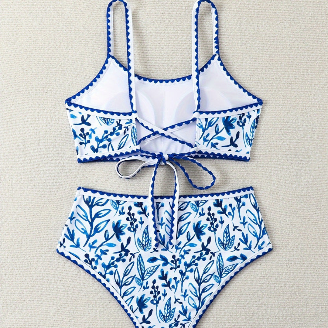 Damen Hochtailliertes Bikiniset mit floralem Design Echo Archiv