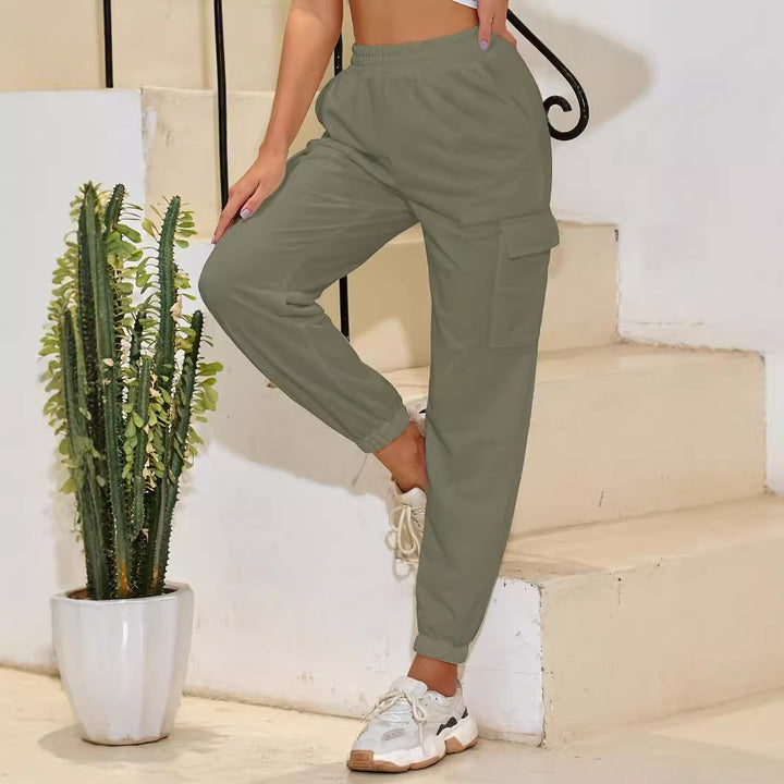 Damen Cargo-Jogginghose mit Gummibund, Seitentaschen und elastischen Bündchen Echoarchiv