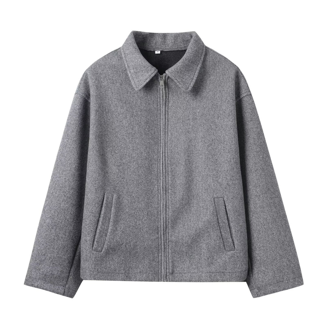 Damen Oversize Wollmix-Boxyjacke mit durchgehendem Reißverschluss und Eingrifftaschen Echo Archiv