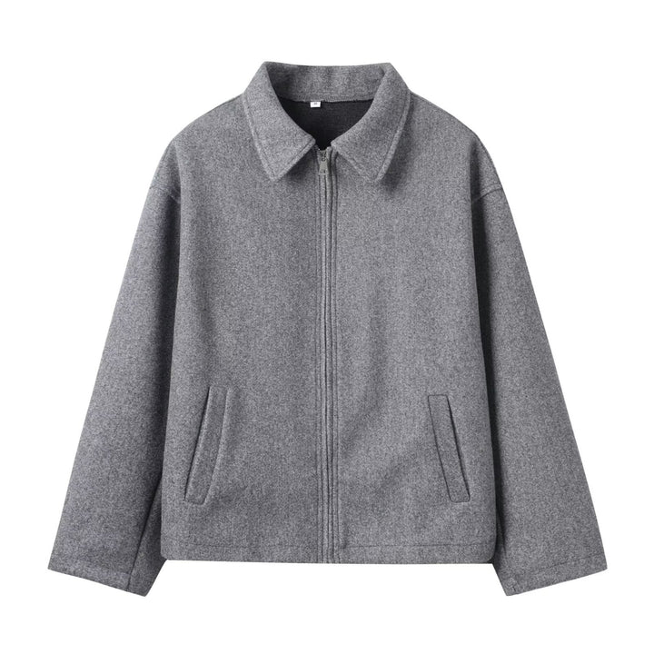 Damen Oversize Wollmix-Boxyjacke mit durchgehendem Reißverschluss und Eingrifftaschen Echo Archiv