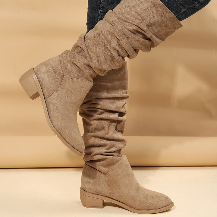 Damen Schlupf-Stiefel mit Slouchschaft und niedrigem Blockabsatz Echo Archiv