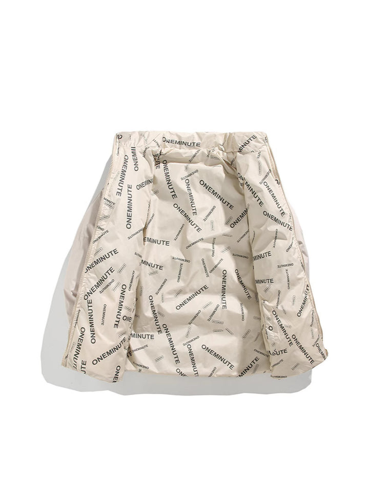 Herren Modische Steppjacke mit hohem Kragen und einzigartigem Schriftzug Echoarchiv