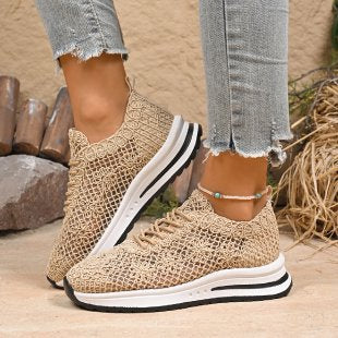 Damen  gestrickte Slip-On Plateau-Sneaker mit atmungsaktivem Obermaterial und gepolstertem Komfortfußbett Echo Archiv