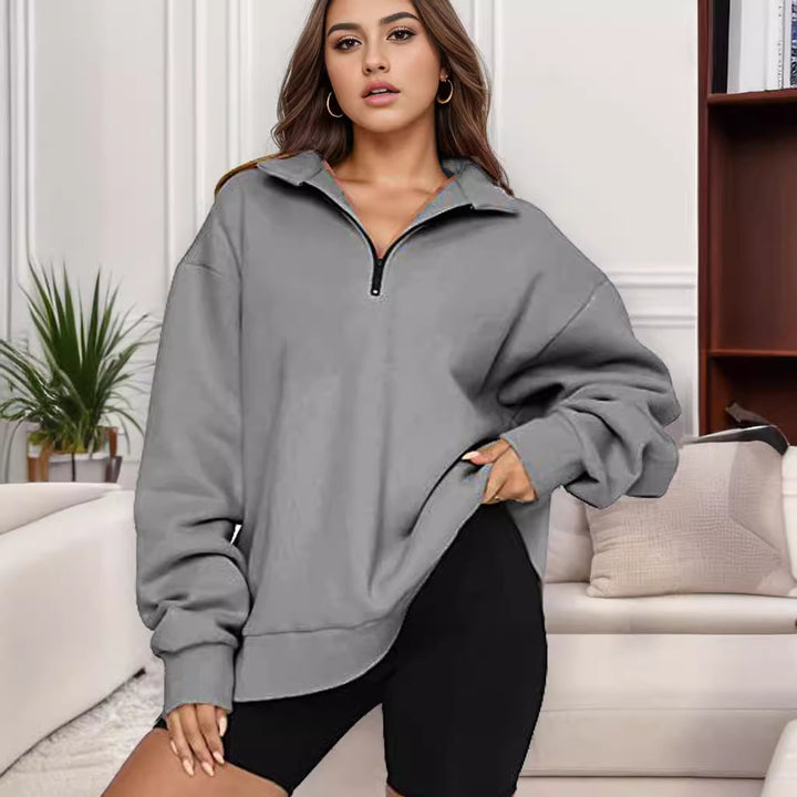 Damen nan übergroßes Sweatshirt mit Halbreißverschluss und Stehkragen Echo Archiv