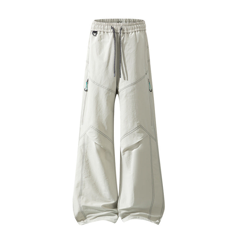 Herren Weite Cargo‑Hose mit Tunnelzugbund, Utility‑Nähten und Reißverschluss‑Taschen Echo Archiv
