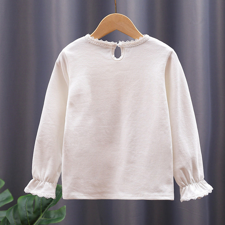 Mädchen Langarmshirt mit niedlicher Spitzenverzierung und Schleifendekor Echo Archiv