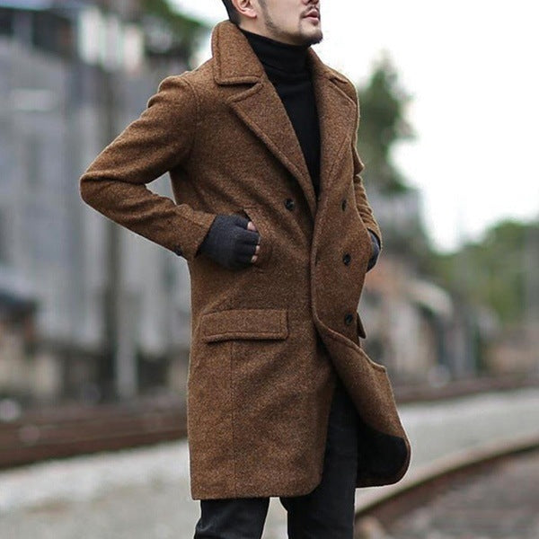 Herren eleganter doppelt geschliffener Wollmantel Echoarchiv