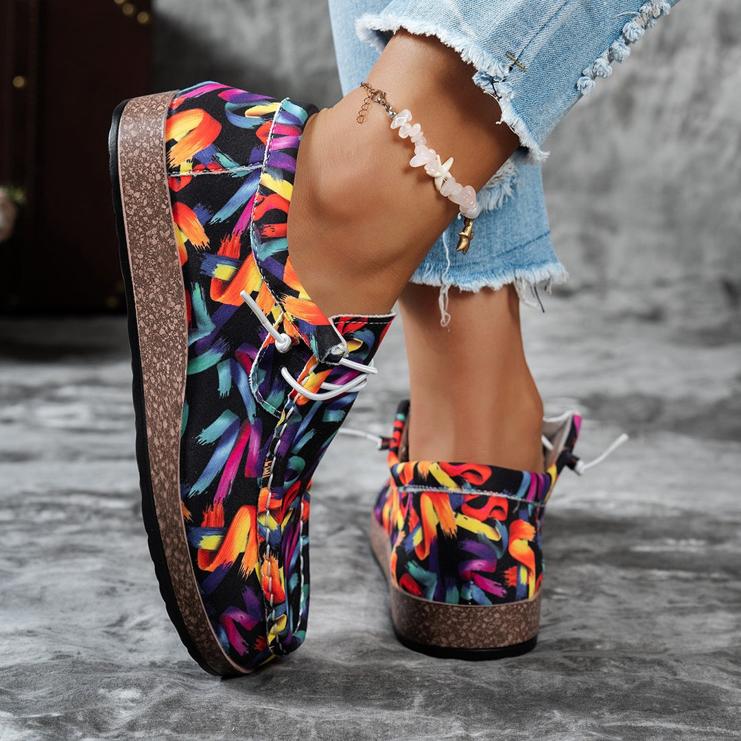 Damen Leichte Mokassin‑Sneaker mit ergonomischer Kork‑Optik‑Sohle – Névara