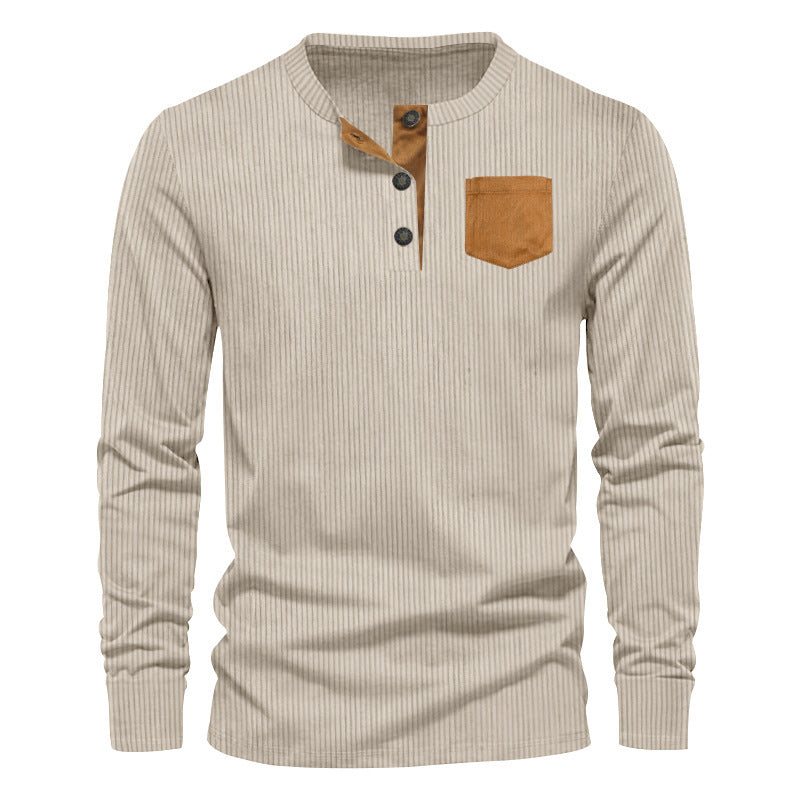 Herren Rippenfeinstrick Langarmshirt mit Slim‑Fit und Stehkragen – Arvello