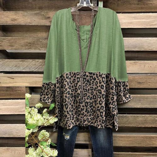 Damen A-Linien-Tunika mit Colourblock und Leoparden-Print – Avérine