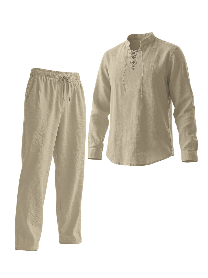 Herren Elegantes Freizeit-Set mit atmungsaktivem Oberteil und bequemen Hosen Echoarchiv