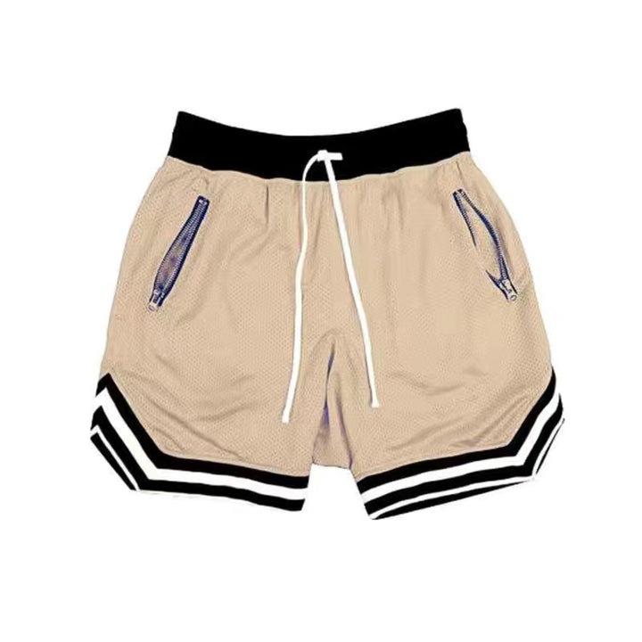 Herren Sportliche Basketball-Shorts mit atmungsaktivem Netzdesign und seitlichen Reißverschlusstaschen Echoarchiv