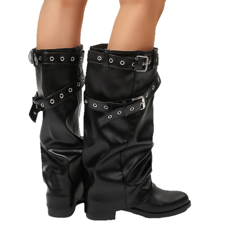 Damen Modische Hightop Stiefel mit dezenter Riemen- und Schnallenverzierung – Lioré