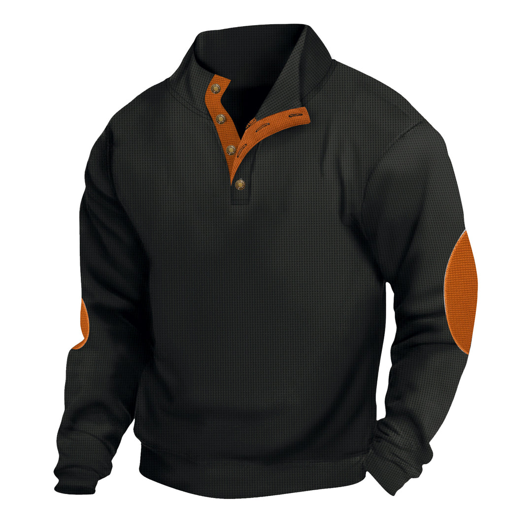 Herren lässiger Fleecepullover mit Stehkragen und Knopfdetails Echoarchiv