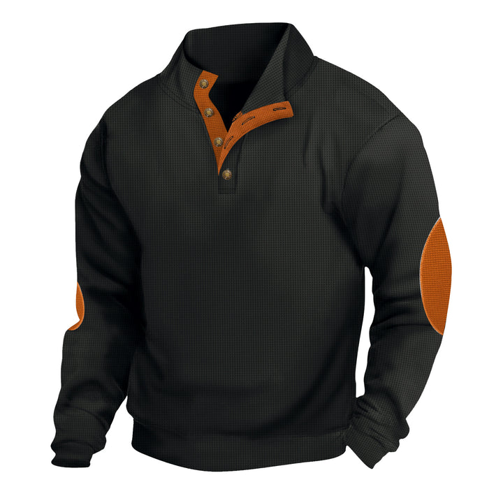 Herren lässiger Fleecepullover mit Stehkragen und Knopfdetails Echoarchiv
