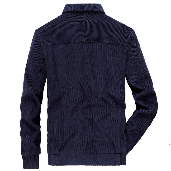 Herren Kordjacke mit Reißverschluss, Stehkragen und Camouflage-Futter – Taviero