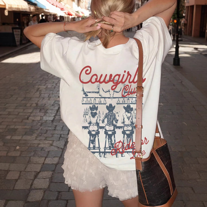 Damen Oversize T-Shirt mit Retro Cowgirl-Motiv Echo Archiv