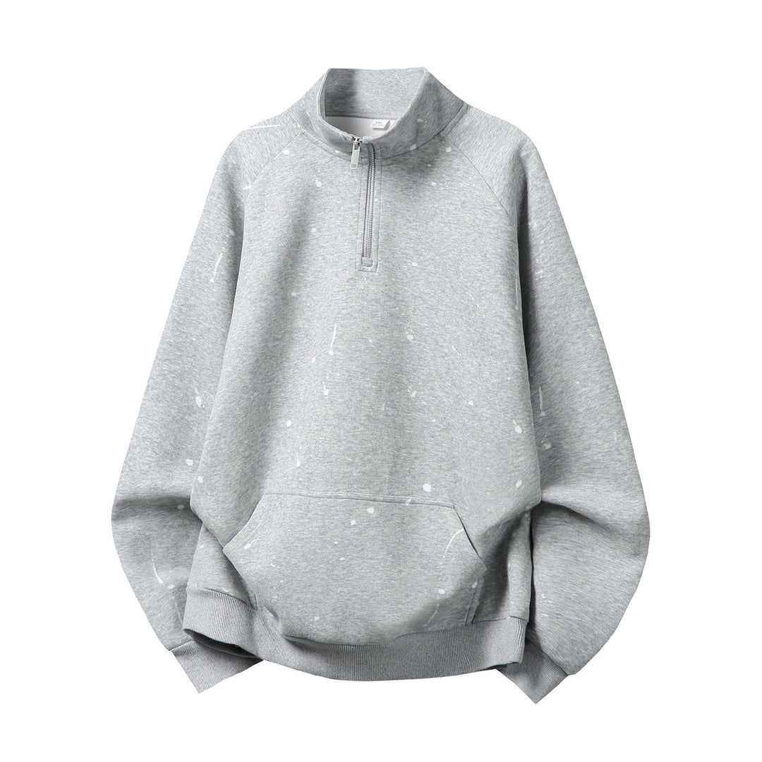 Unisex Relaxed-Fit Halbzip-Sweatshirt im Neps-Melange-Look mit hohem Stehkragen Echo Archiv
