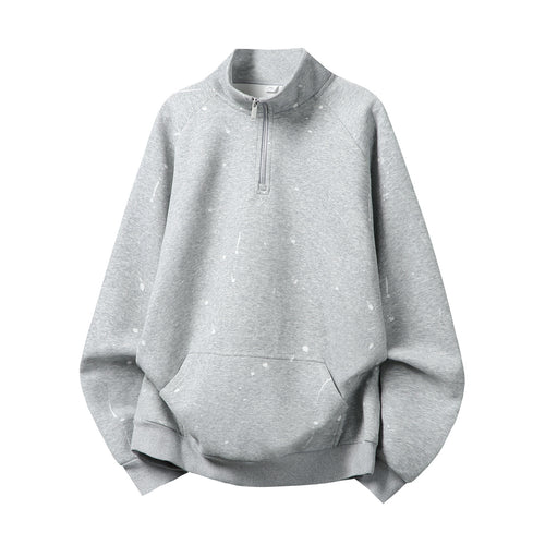 Unisex Relaxed-Fit Halbzip-Sweatshirt im Neps-Melange-Look mit hohem Stehkragen Echo Archiv
