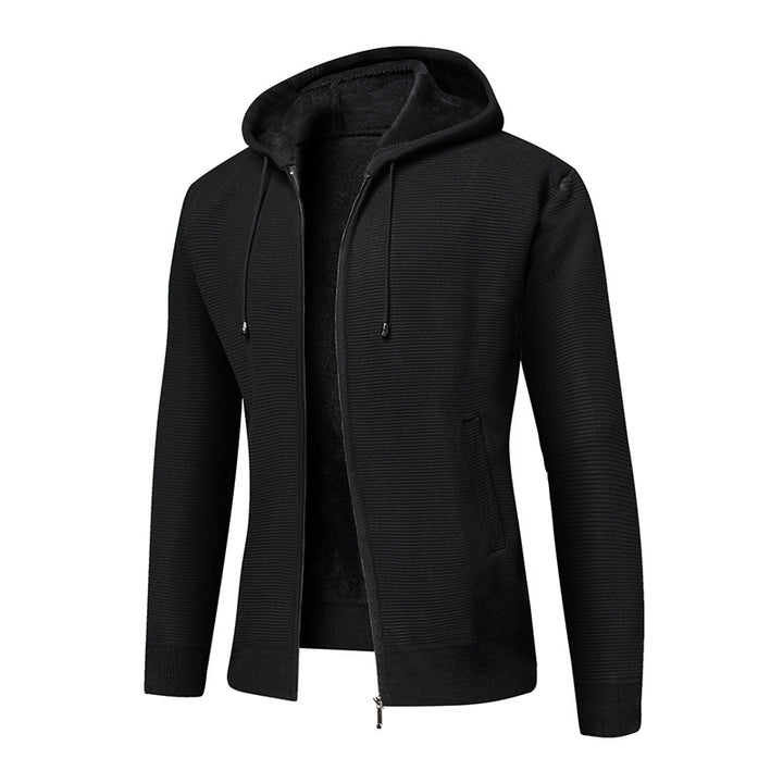 Herren fleecegefütterte Kapuzenjacke mit modischem Rippdesign Echoarchiv