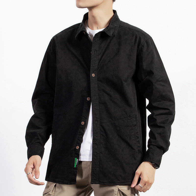 Herren leichtes Utility-Overshirt mit Knopfleiste und Hemdkragen Echoarchiv