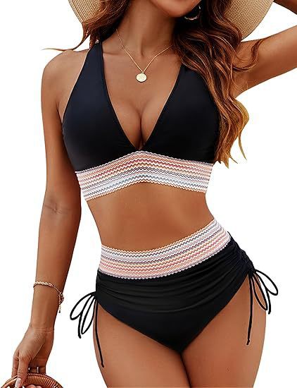 Damen Hochtaillierter Bikini mit schickem Cut-Out und verstellbaren Trägern Echoarchiv