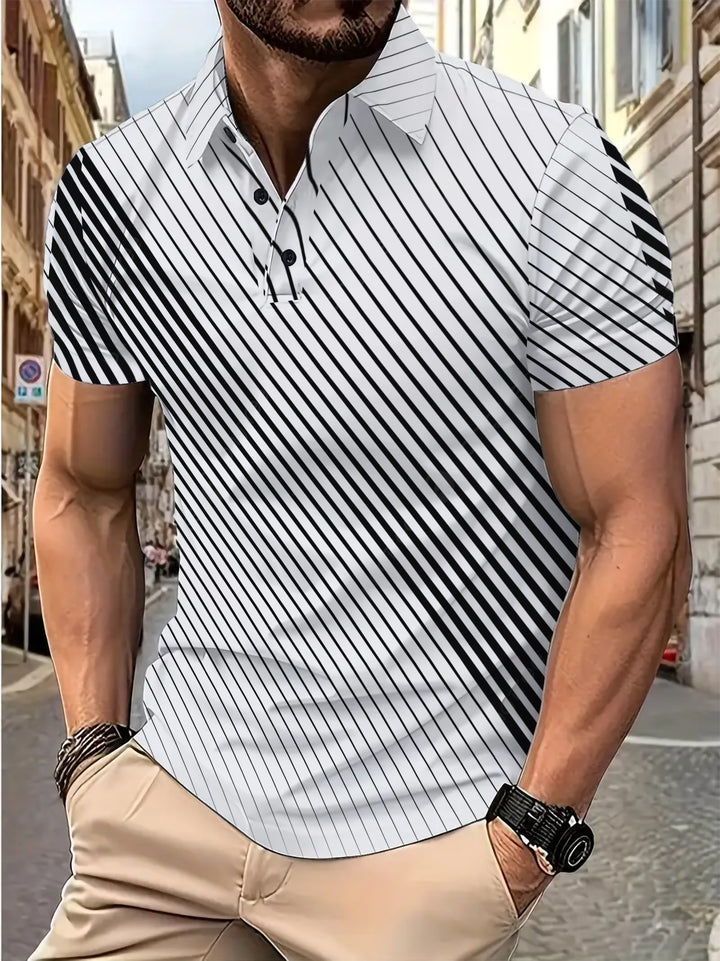 Herren Polohemd mit dynamischem Streifenmuster und feinen Details Echoarchiv