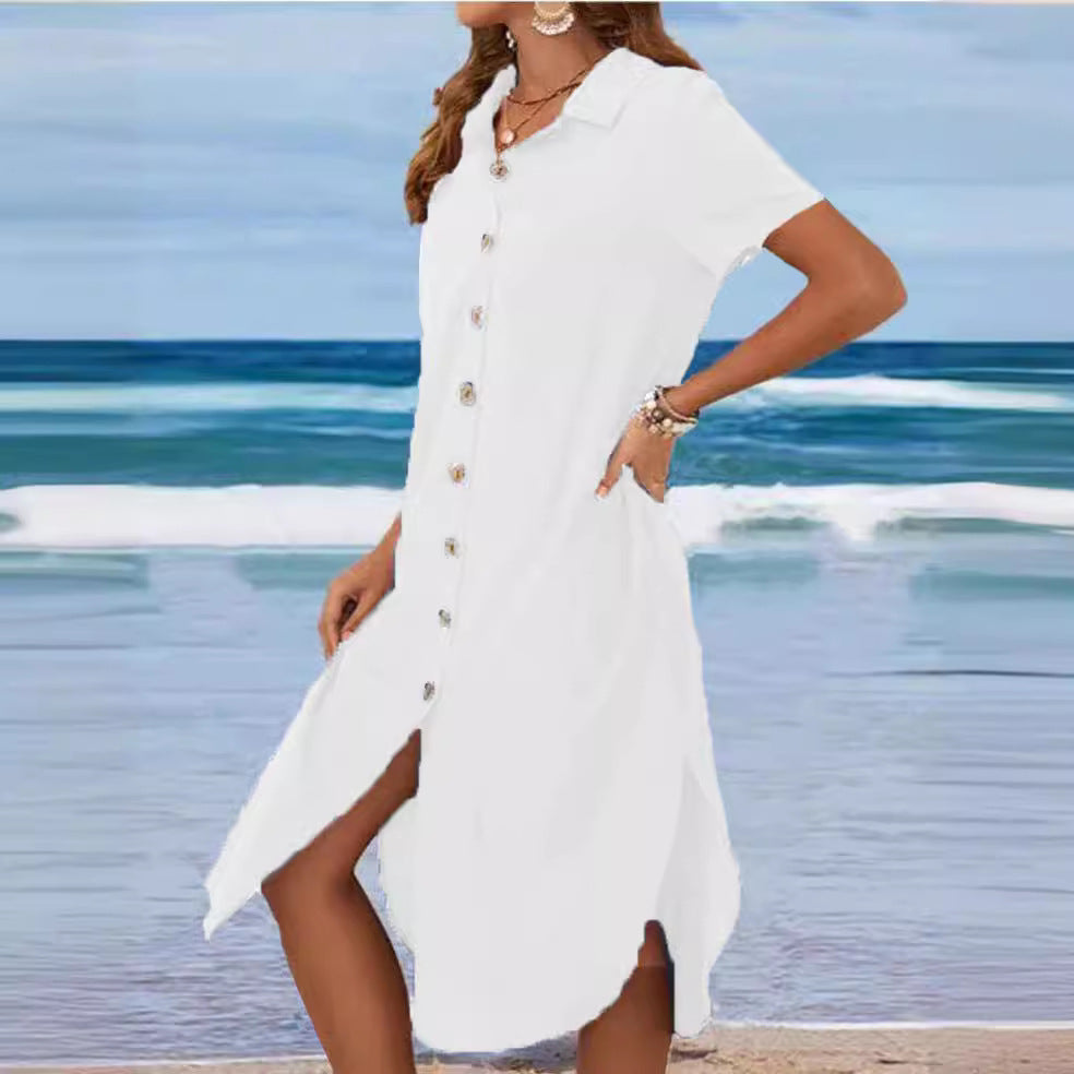 Damen Hemdblusenkleid mit Knopfdetail und schwingendem Saum Echo Archiv
