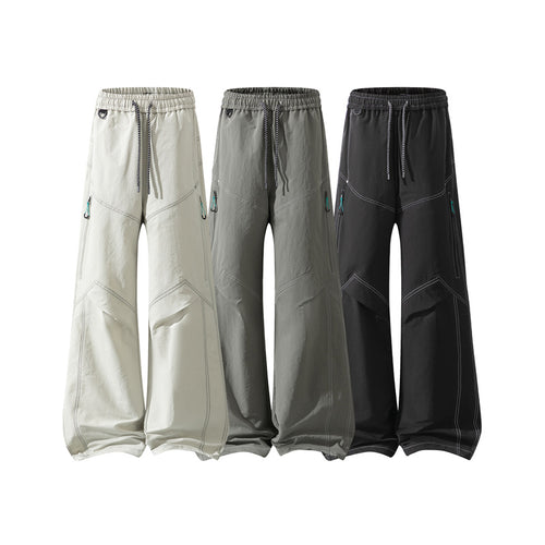 Herren Weite Cargo‑Hose mit Tunnelzugbund, Utility‑Nähten und Reißverschluss‑Taschen Echo Archiv