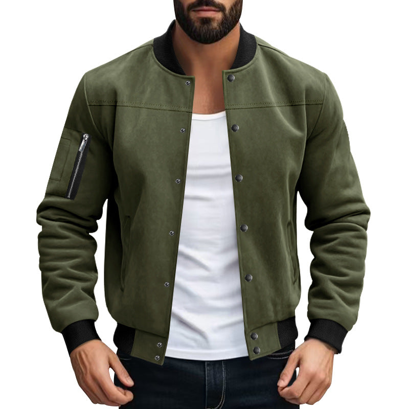Herren lässige Bomberjacke aus weichem Mikrofaser mit praktischen Taschen und elastischen Bündchen Echoarchiv