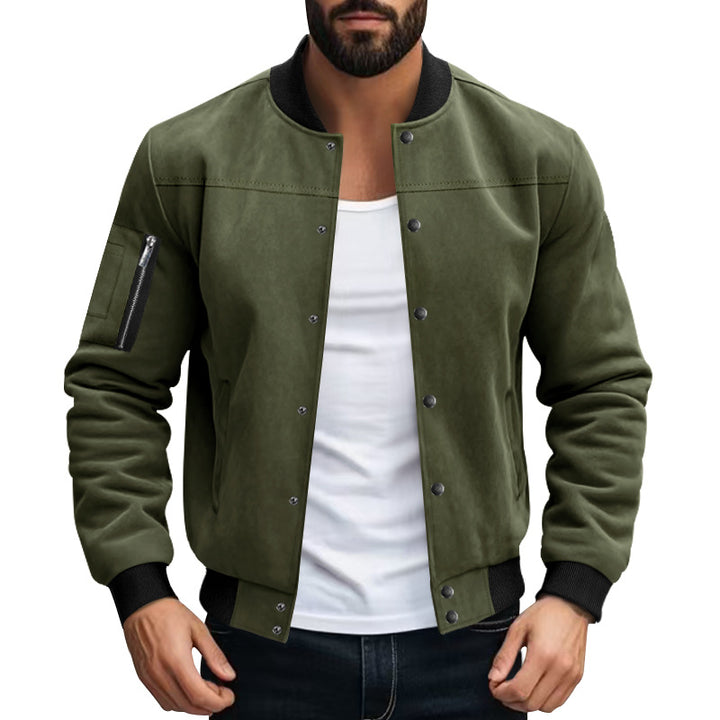 Herren lässige Bomberjacke aus weichem Mikrofaser mit praktischen Taschen und elastischen Bündchen Echoarchiv