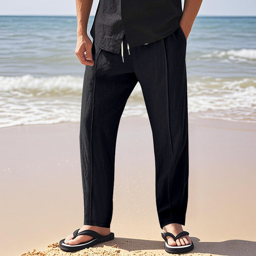 Herren lässige Strandhose mit elastischem Bund und funktionalen Seitentaschen Echoarchiv