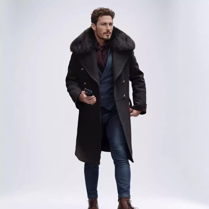 Herren eleganter Langmantel mit Teddyfellkragen Echoarchiv