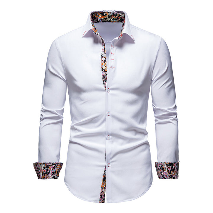 Herren elegantes Langarmhemd mit auffälligem Paisley-Muster Echoarchiv