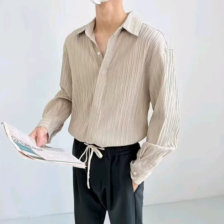 Herren lässiges Langarmhemd mit strukturiertem Design Echoarchiv