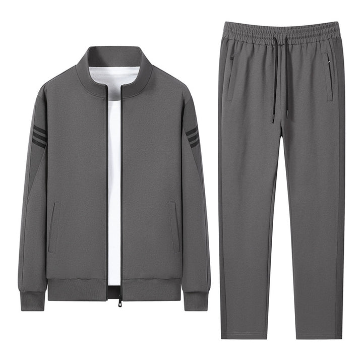 Herren Freizeit Trainingsanzug mit Reißverschluss Bomber, Rundhals Sweatshirt und elastischen Jogginghosen – Marzano